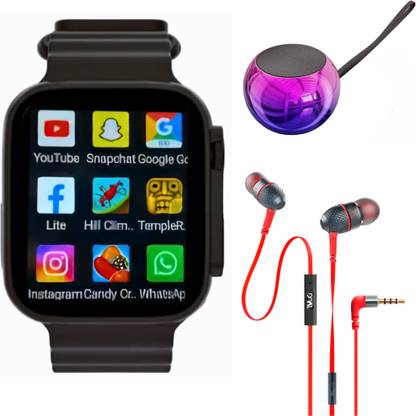 VINEWORD New Combo T800 Ultra pro Smartwatch , Mini Speaker , Wired Earphones Bluetooth Smartwatch