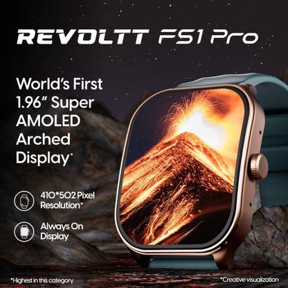 Fastrack Revoltt FS1 Pro|World's First,1.96" Super AMOLED|Highest Resolution|BT Calling Smartwatch  (Teal Strap, Free Size)