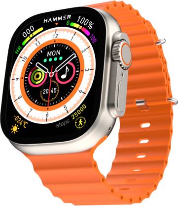 Hammer Ace Ultra 1.96" display with Metal Body, Rotating Crown, 2 Straps Calling Smartwatch