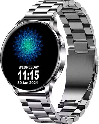 Melbon Active 2 1.53" AMOLED Always On Display with BT Calling, silver Round Dial, Men Smartwatch