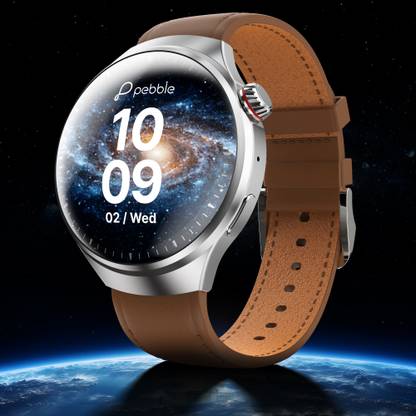 Pebble Dome 3D Spherical Display 1.52'' Ultra Bright Amoled, Metal Build, Leather Strap Smartwatch