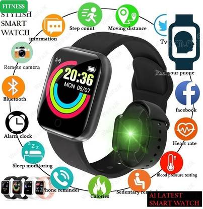 Bymaya D1167(A1) PLUS HEART RATE BLUETOOTH SMART WATCH BLACK (PACK OF 1) Smartwatch