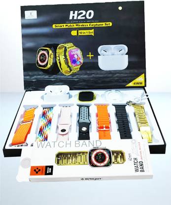 WTG H20 Bluetooth calling 1.99" AMOLED Display Music With 7 Multicolor Strap & 1 TWS Smartwatch