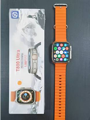 Melbon T800 BT Best Orange color Full Screen with Fitness Calculator Game music Smartwatch