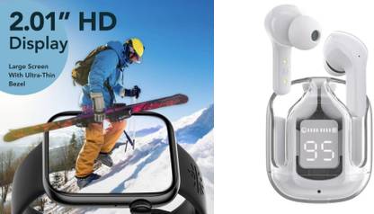 SSVOCATIONPOINT Combo Pack Metal Body HD Display Smart Watch With Deep Sound Earbuds BT V5.3 Smartwatch