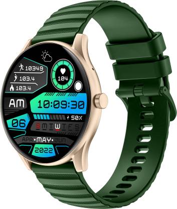 Gizmore CURVE 1.39″ 500 NITS 360 x 360 PX FHD Metal Curved Display BT Calling Smartwatch Smartwatch  (Green Strap, Free Size)