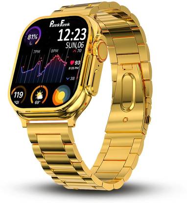 PunnkFunnk S9 Ultra 24K Golden with Extra Strap Bluetooth calling, Health, Sport, Fashion Smartwatch
