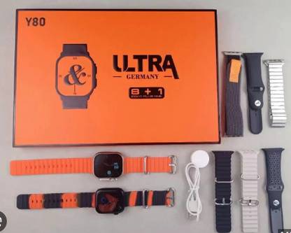 TECHMAZE Y80 Ultra Smart Watch with 8+1 straps set Smartwatch