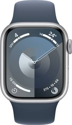Apple Watch Series 9 41mm Silver Aluminium Case with Storm Blue Sport