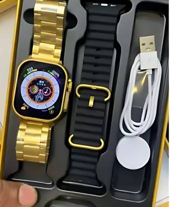 Waunset S9 Ultra 2.19" Amoled Display Bluetooth Calling Touch Watch Golden Music Play Smartwatch