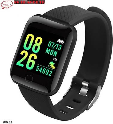 Bymaya E1161 PLUS_ID116 MULTI FACES FITNESS TRACKER SMART WATCH BLACK (PACK OF 1) Smartwatch