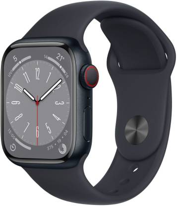 [Use ICICI CC] Apple Watch Series 8, 41mm GPS + Cellular ECG app, Temperature sensor, Crash Detection  (Midnight Strap, Regular)