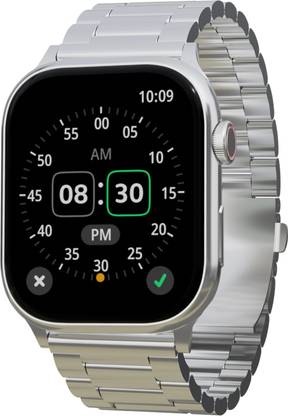 PA Maxima Max Pro Coral Plus 1.96''Ultra HD Display, BT Calling, Active Crown, Metal Body Smartwatch