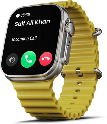 Boult Crown 1.95 Screen, BT Calling, Working Crown, Zinc Alloy Frame, 900 Nits, SpO2 Smartwatch  (Yellow Strap, Free Size) at Rs. 1299