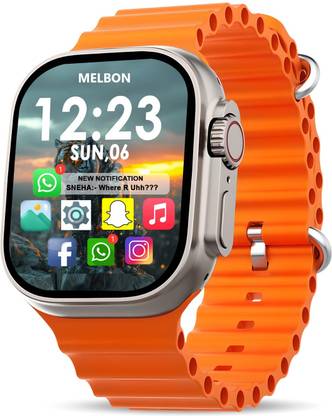 Melbon Orange Ultra 1.99" AMOLED Display Bluetooth Calling Notification, Music, Fitness Smartwatch