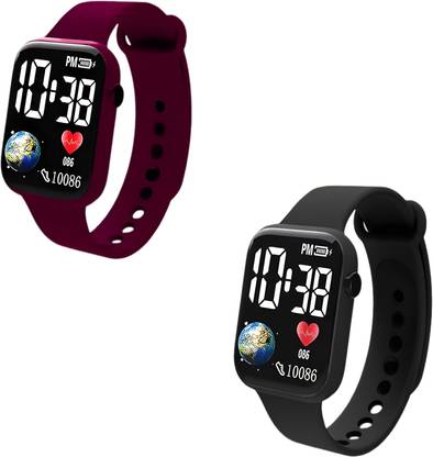 windexa LEDDisplayDigitalWatchWaterproof Square Watch -Digital Watch for Kids Pack of 2 Smartwatch