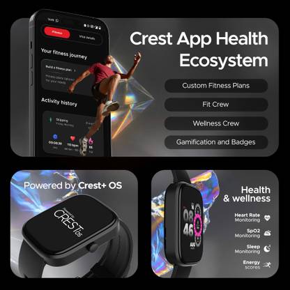 boAt Ultima Prism with 1.96" AMOLED Display,BT Calling,boAt Coins & Watch Face Studio Smartwatch  (Black Strap, Free Size)