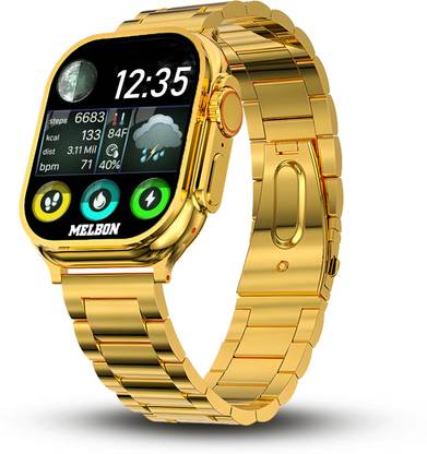 Melbon S9 Ultra Gold Full screen Touch Smart watch with many Features Music Play Smartwatch