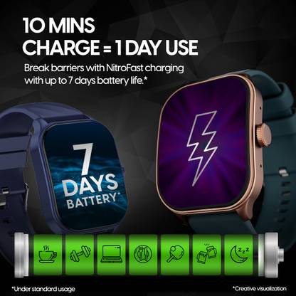 Fastrack Revoltt FS1 Pro|World's First,1.96" Super AMOLED|Highest Resolution|BT Calling Smartwatch  (Teal Strap, Free Size)