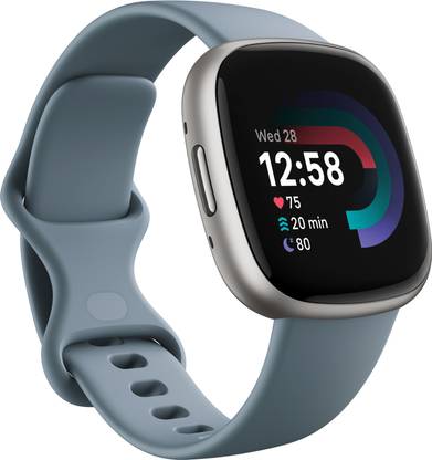 FITBIT Versa 4 Fitness Watch 6-Month Membership Smartwatch  (Blue Strap, S,L)