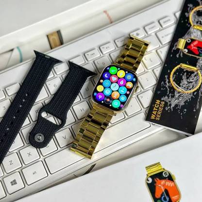 La Shades 24K Gold Series9 HD Curved Display, Dual Strap, Bluetooth Calling Smartwatch