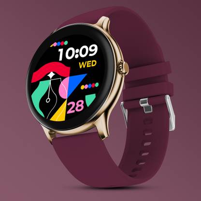 Fire-Boltt Ninja Talk 35.3mm (1.39) Round Bluetooth Calling Metal Body,120 Sports Modes Smartwatch  (Burgandy Strap, Free Size)