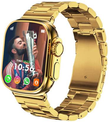 ModishOmbre X10 Golden Smart Watch Bluetooth Call Music Play 7 Strap Wireless HD Smartwatch
