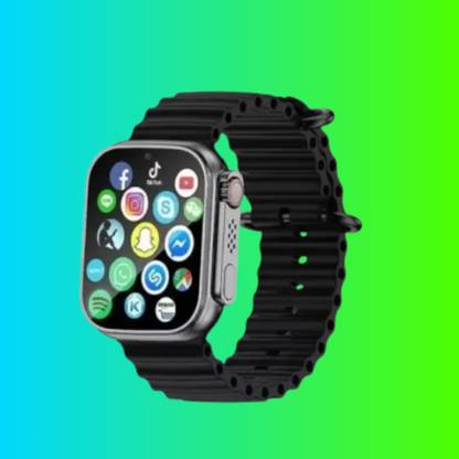 BOOMLY New T800 Ultra 8 Smart Watch, Big Display (Black Strap) Smartwatch