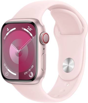 Apple Watch Series 9 GPS + Cellular 41mm Pink Case & Light Pink Sport Band - S/M