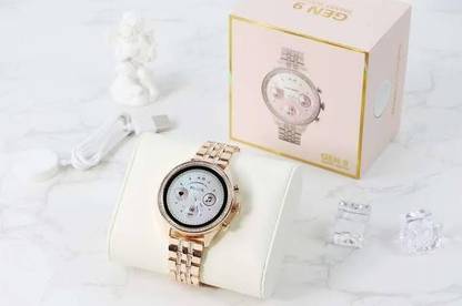 m2wear Gen 9 Golden Round Display Smartwatch with wireless Charger (FOR WOMEN) Smartwatch
