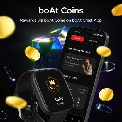boAt Ultima Prism with 1.96" AMOLED Display,BT Calling,boAt Coins & Watch Face Studio Smartwatch  (Black Strap, Free Size)