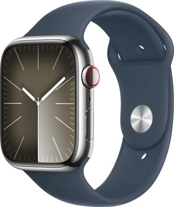 Apple Watch Series 9 GPS + Cellular 45mm Silver Case & Storm Blue Sport Band - S/M