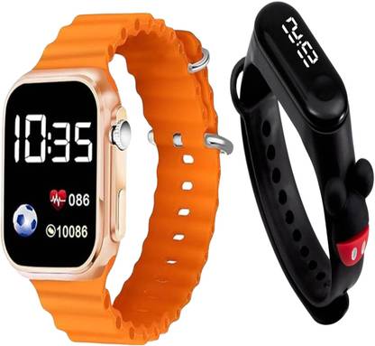 KRONOQ LEDDisplayDigitalWatchWaterproof Square Watch -Digital Watch for Kids Pack of 2 Smartwatch