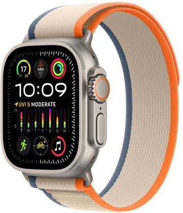 Apple Watch Ultra 2 GPS + Cellular 49mm Titanium Case & Orange/Beige Trail Loop - M/L