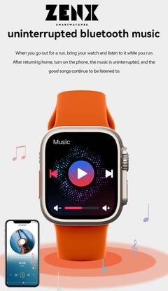 Zenx New Ultra Series 8 Bluetooth Calling, Built-in Games, Working Crown Smartwatch