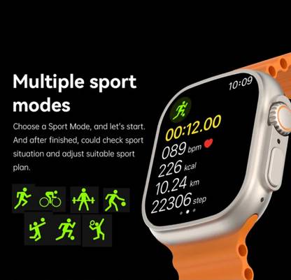 JAXTER T800 Ultra Men Smart Watch With Calculator Bluetooth Call Wireless Charge Watch Smartwatch