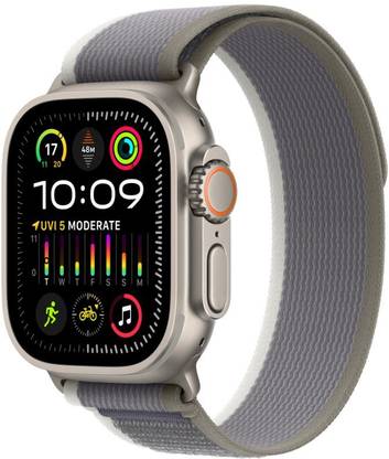 Apple Watch Ultra 2 GPS + Cellular 49mm Titanium Case with Green/Grey Trail Loop - S/M