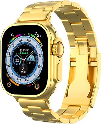 Waunset S9 Ultra 2.19" Amoled Display Bluetooth Calling Touch Watch Golden Music Play Smartwatch