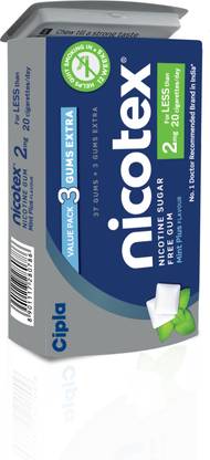 Cipla Nicotex Nicotine Sugar Free Mint Plus Gums 2mg | 40 Gums each Tin | Smoking Cessations
