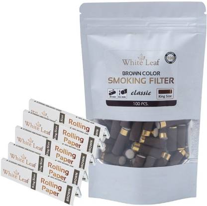 White Leaf King Size Smoking Rolling Papers with Smoking Filters(24 MM*7 MM 100 PCS Filter) Smoking Cessations