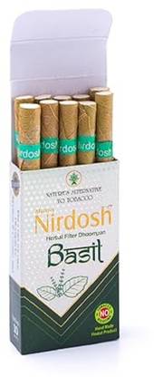 Nirdosh Herbal Filter Dhoompan ,10 Units Tobacco & Nicotine Free with Basil Flavour Smoking Cessations