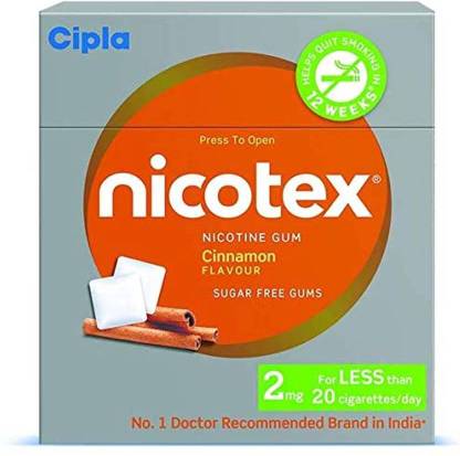 Cipla Nicotex Nicotine Cinnamon Gums 2mg | Helps to Quit Smoking |12 Gums Each Pack Smoking Cessations