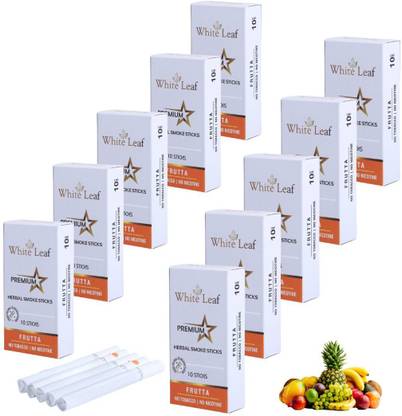 White Leaf Herbal Cigarettes Frutta Flavoured King Size Smoke Stick Tobacco & Nicotine Free Smoking Cessations