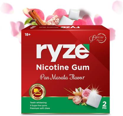 Ryze Nicotine Gums 2mg (Paan Masala) - Combo Pack of 3 x 9 Gum Blister Smoking Cessations