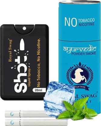 ROYAL SWAG Ayurvedic & Herbal Cigarette, Mint Flavour Smoke Tobacco Free Cigarettes with Shot Helps in Quit Smoking - (5 Sticks, 1 Shot) Smoking Cessations