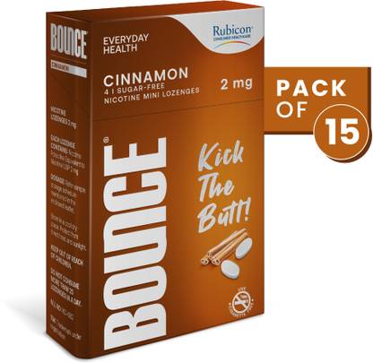RUBICON Bounce Nicotine 2Mg Lozenges ( 4 x 15 Pcs ) -Helps Quit Smoking-Cinnamon Flavor Smoking Cessations