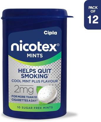 Cipla Nicotex Mints | Nicotine 2mg Sugar Free Lozenges(12x 10Pcs) | Cool Mint Plus | Smoking Cessations