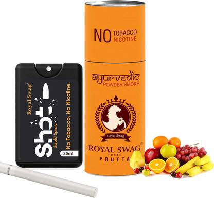 ROYAL SWAG Ayurvedic & Herbal Cigarette, Frutta Flavour Smoke Tobacco Free Cigarettes with Shot Helps in Quit Smoking - (5 Sticks, 1 Shot) SET OF 2 Smoking Cessations