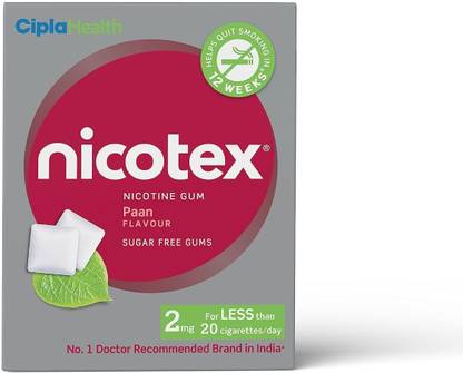 Cipla Nicotex Nicotine Paan Gums 2mg | Helps to Quit Smoking |12 Gums Each Pack Smoking Cessations