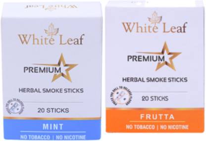 White Leaf Ayurvedic Herbal Smoke Non Nicotine Mint, Frutta Flavoured With Ayurvedic Herbs Smoking Cessations